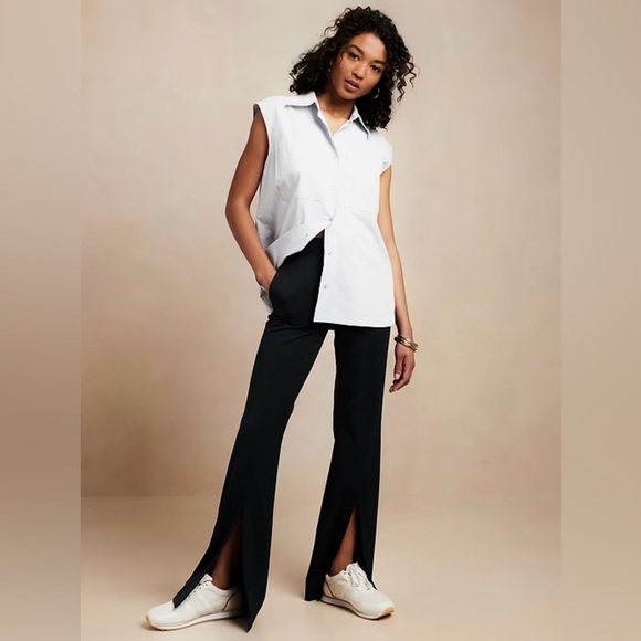 NWT! Banana Republic Black Slit-Hem Bootcut Pant - Size 16💛 - Picture 1 of 2